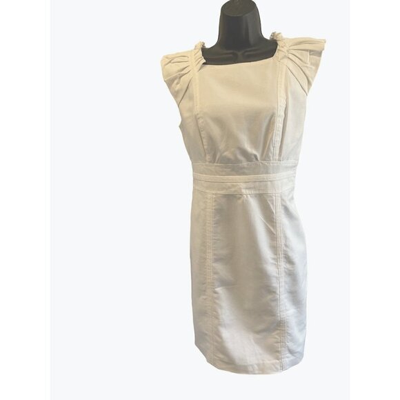 Zara womens dress Small 34 chest simple & sweet white stretchy fully lined - Picture 1 of 8